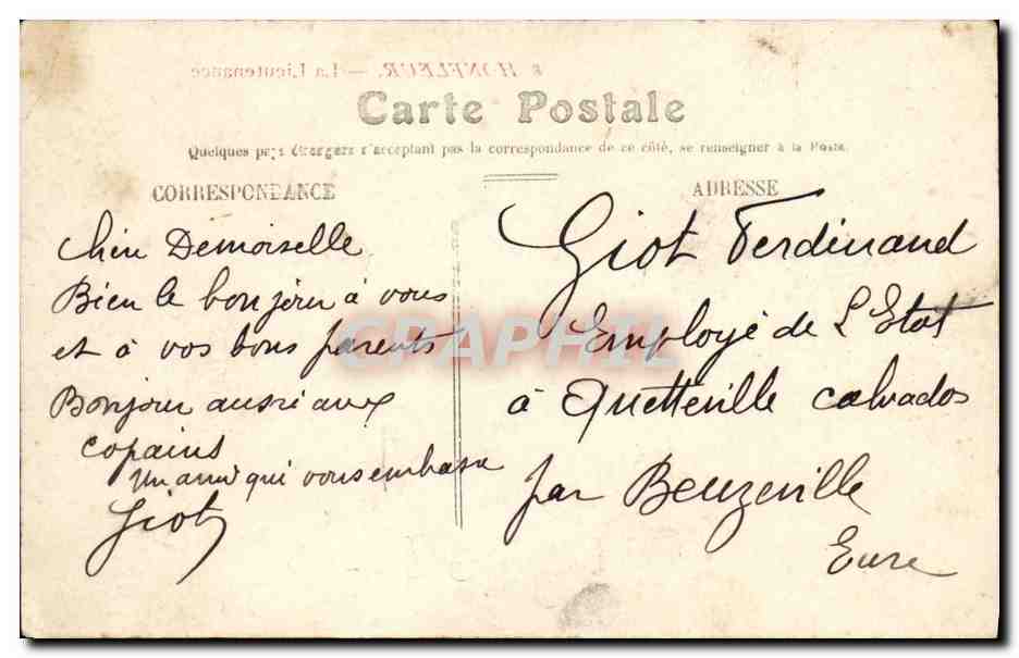 CPA Honfleur La Lieutenance — Verso