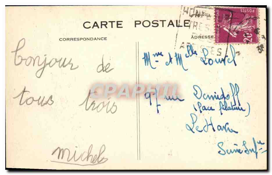 CPA Honfleur La Lieutenance et le vieux bassin Bateau Voileir  — Verso