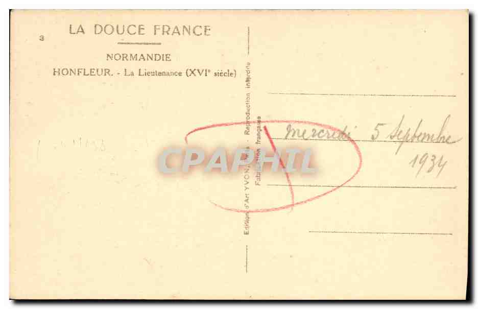 CPA Honfleur La Lieutenance Bateaux — Back