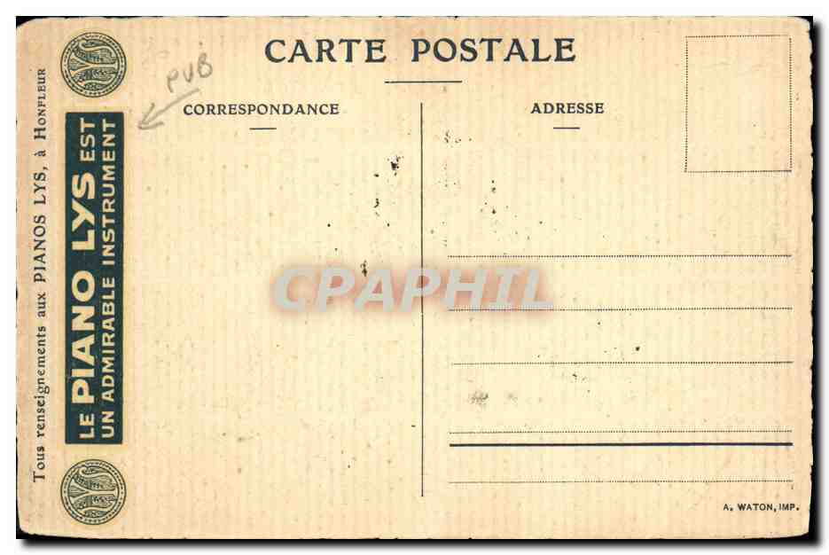 Honfleur (Calvados) — La Lieutenante — Éditeur A. Waton, n° PVB — Reverso
