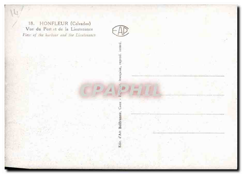 CPA Honfleur Vu du port et la Lieutenance  — Rückseite
