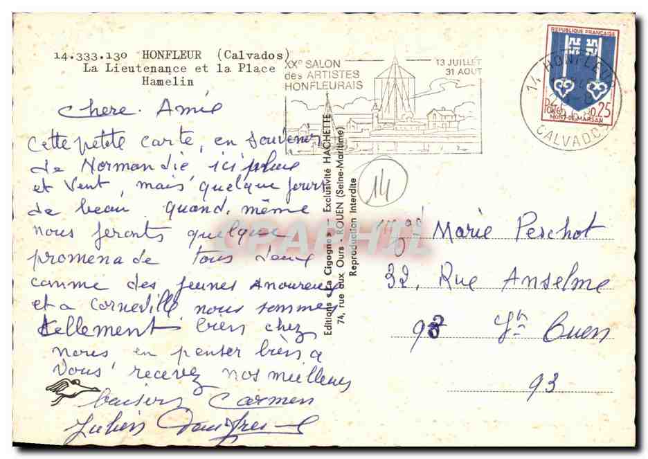 Honfleur (Calvados) — Die Lieutenant und der Platz — Éditions La Cigogne — Rückseite