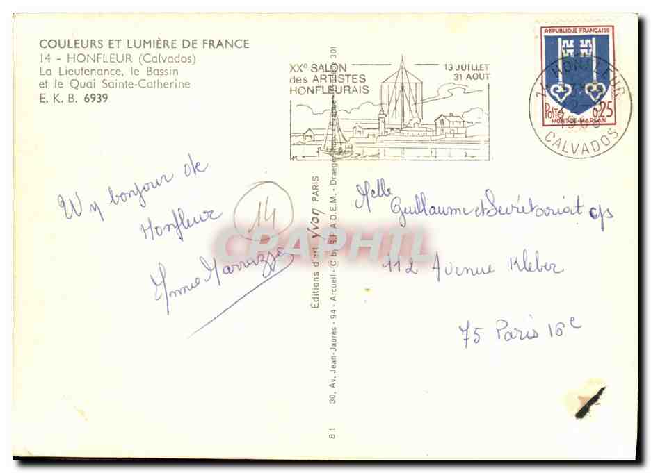 Honfleur — Le Bassin et le Quai Sainte-Catherine — Éditions d'Art Jean-Jaures — Verso