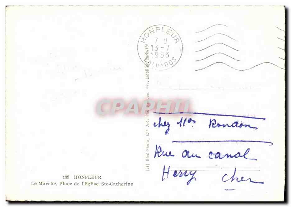 CPM Honfleur L Eglise Sainte Catherine et le Marche — Rückseite