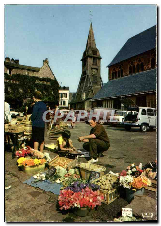 CPM Honfleur L Eglise Sainte Catherine et le Marche
