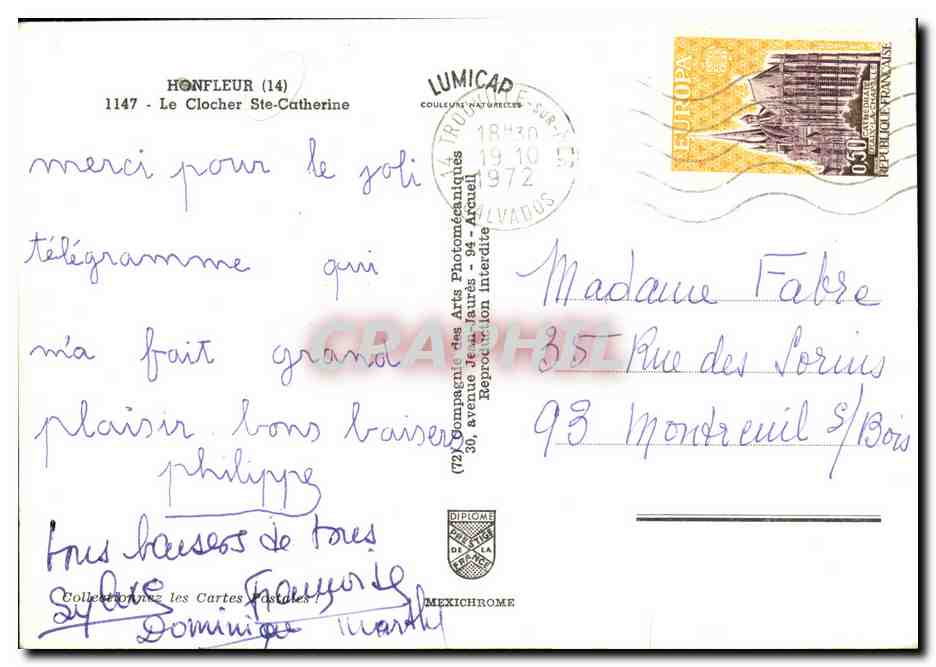 CPM Honfleur L Eglise Sainte Catherine et le Marche — Verso
