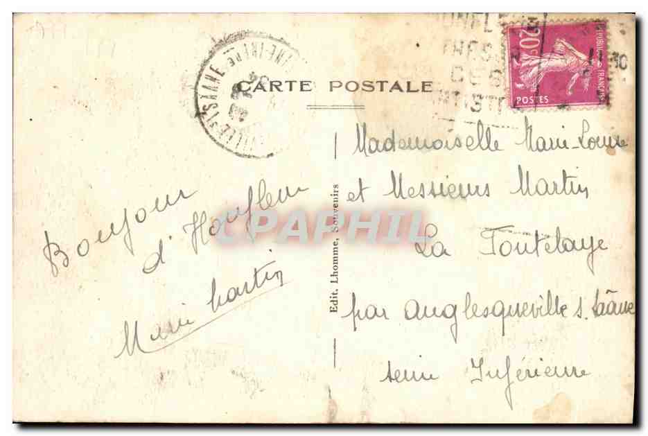 CPA Honfleur Le Mont Joli Les villas et le vieux phare — Rückseite