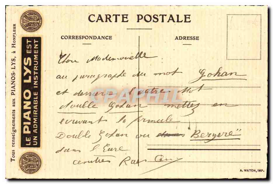 Honfleur (Calvados) — La Place Sainte-Catherine — R. Den, 1910 — Reverso