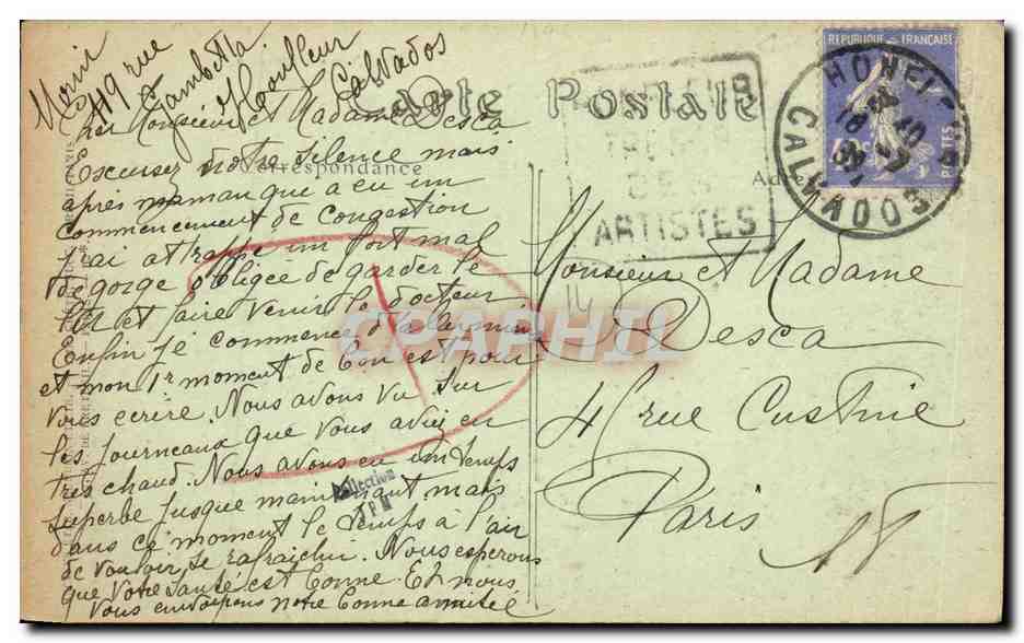 CPA Honfleur La Place Hamelin Enfants — Rückseite