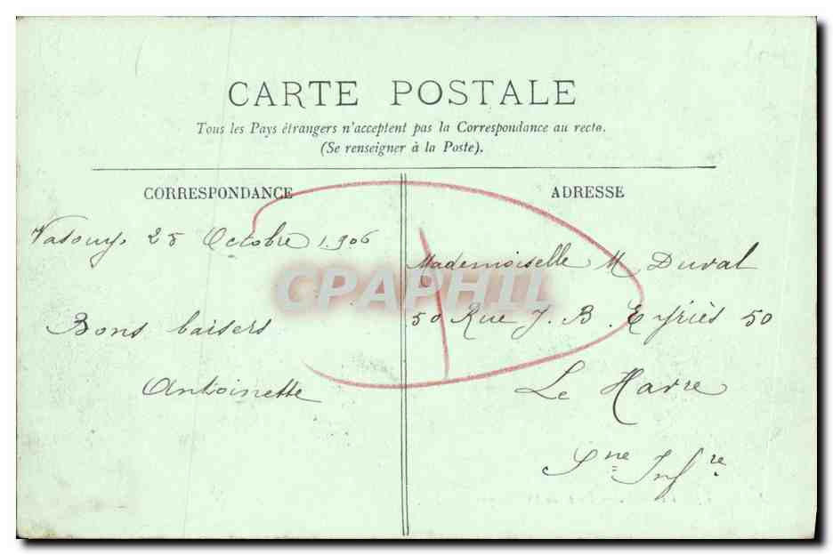 CPA Honfleur La Place de L Obelique — Rückseite