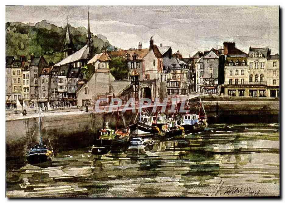 Avant-port de Honfleur — Perspectives — Aquarelle de Jean Louis Thibaut