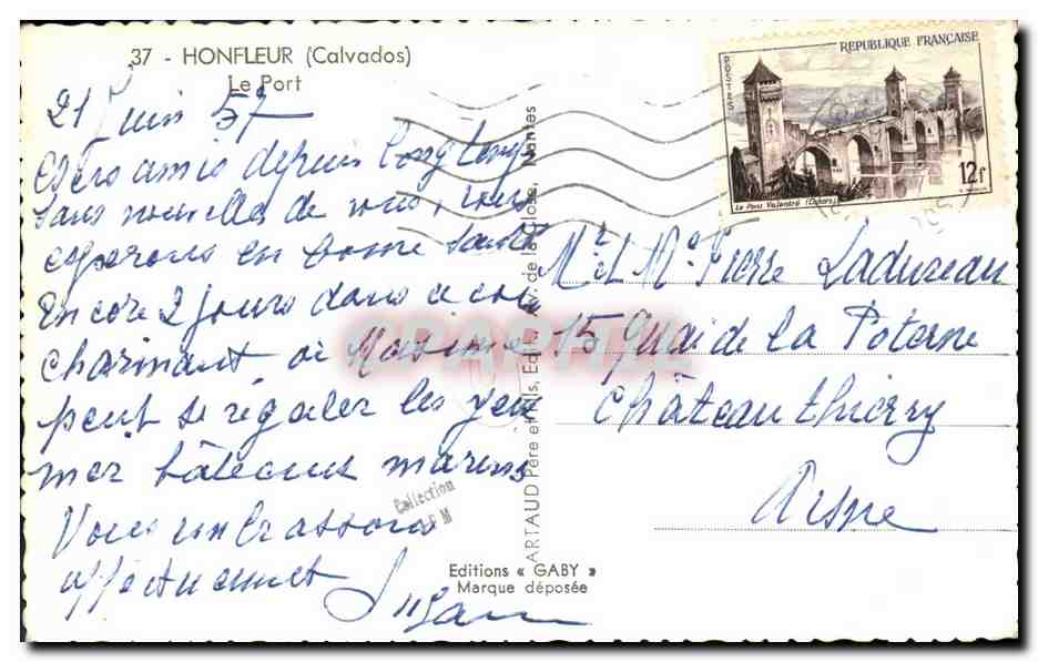 CPM Honfleur Le Port Bateaux — Rückseite