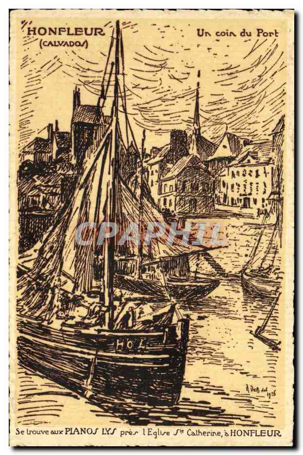 Honfleur (Calvados) — Ein Eck des Hafens — A. Waton, Druck in Honfleur