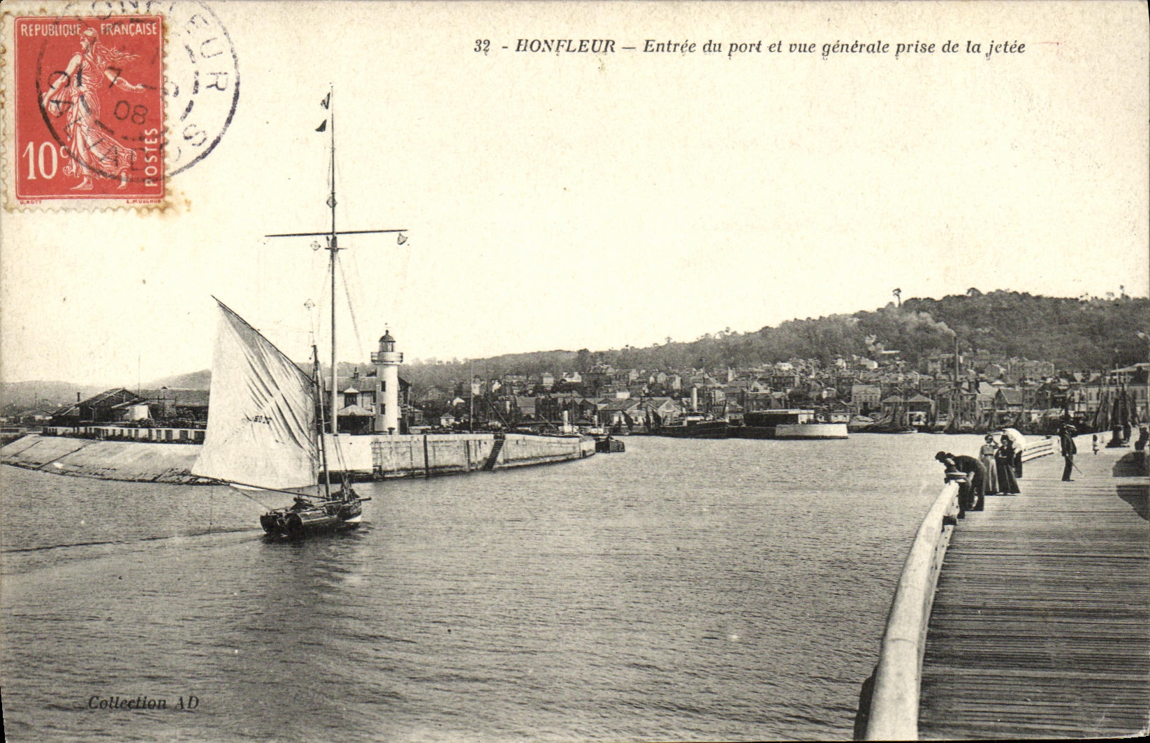 Honfleur — Entrée du port et vue générale prise de la jetée — Éditeur non identifié, n° 32