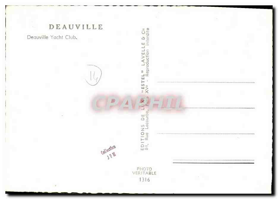 Deauville Yacht-Club — vue du bâtiment et des drapeaux — Éditions Lavelle & Cie — Verso