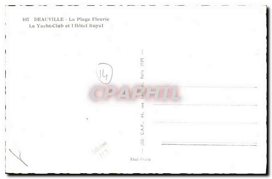 Deauville - Le Yacht-Club et l'Hôtel Royal — C.A.P., Paris — Verso