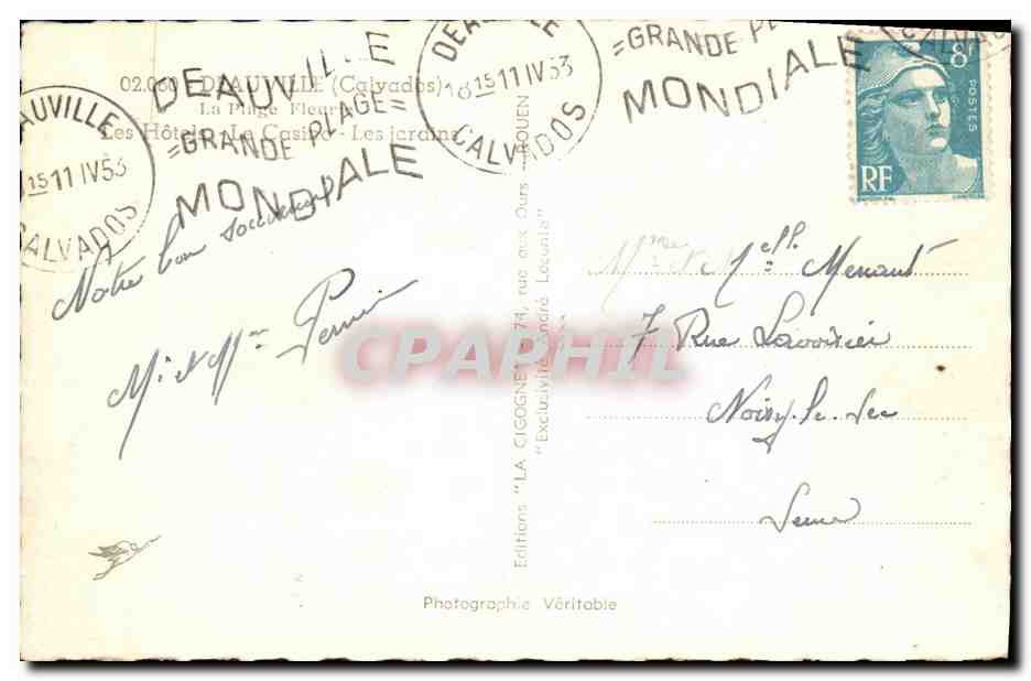 CPM Deauville La Plage Fleurie Les hotels le casino Les jardins  — Verso
