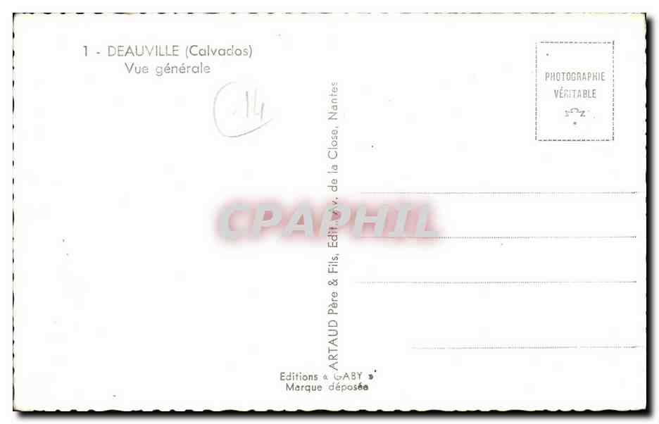 Deauville (Calvados) — Vue générale — Editions GABY & Fils, Nantes — Verso