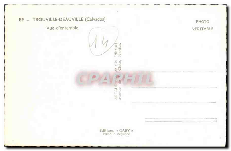 Trouville-Deauville (Calvados) — Vue d'ensemble — Éditions Gaby — Rückseite