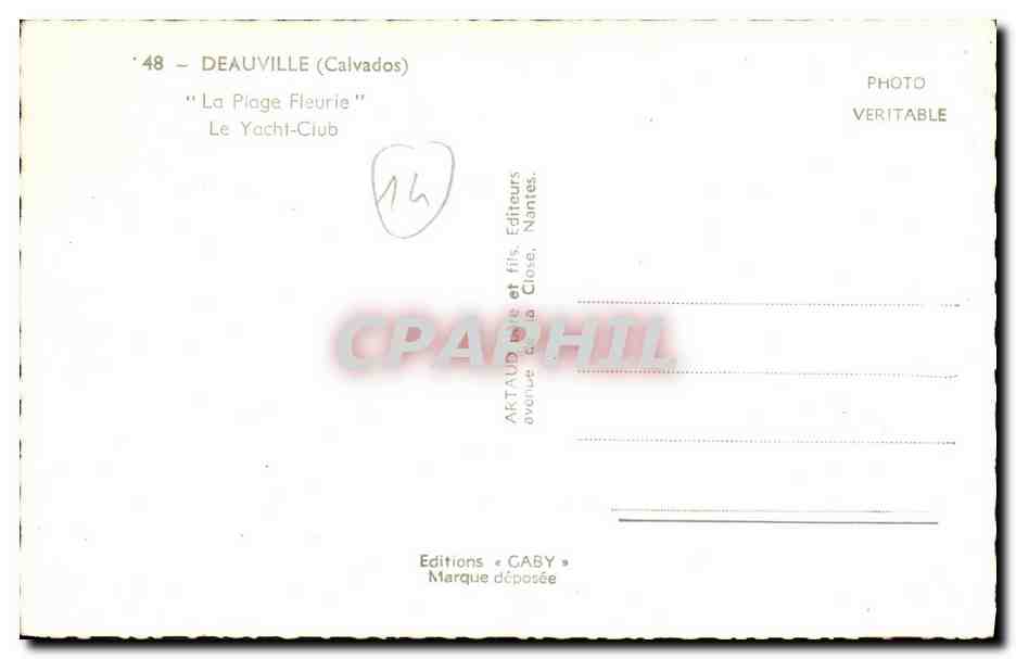 Le Yacht-Club de Deauville — 'La Plage Fleurie' — Éditions Gaby — Rückseite