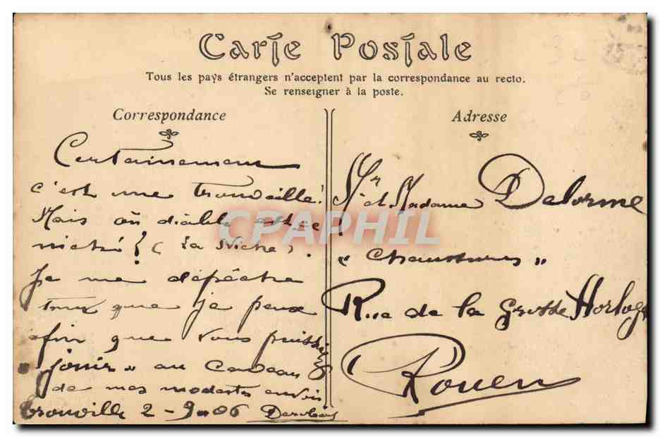 Deauville-sur-Mer — Promenade de la Plage, la Villa Dolfus — Éditeur : CPAPHIL, n° 65 — Verso