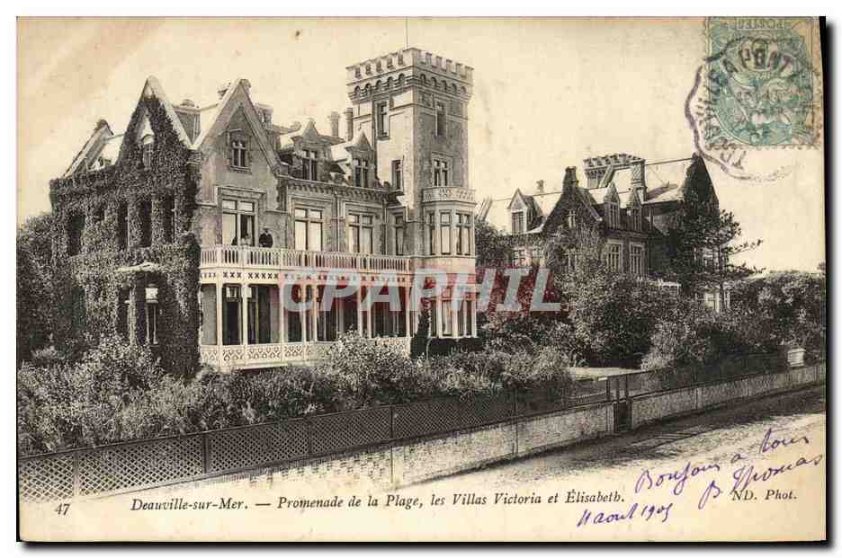 Deauville-sur-Mer — Promenade de la Plage, les Villas Victoria et Elisabeth. ND. Phot.