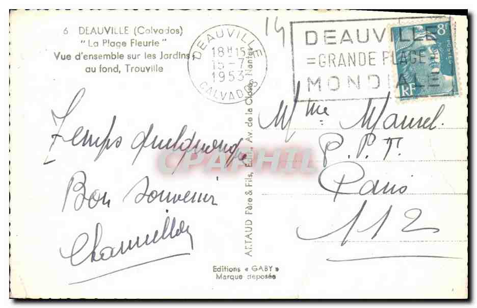 CPM Deauville La Plage Fleurie Vue d ensemble sur les Jardins au found Trouville — Verso