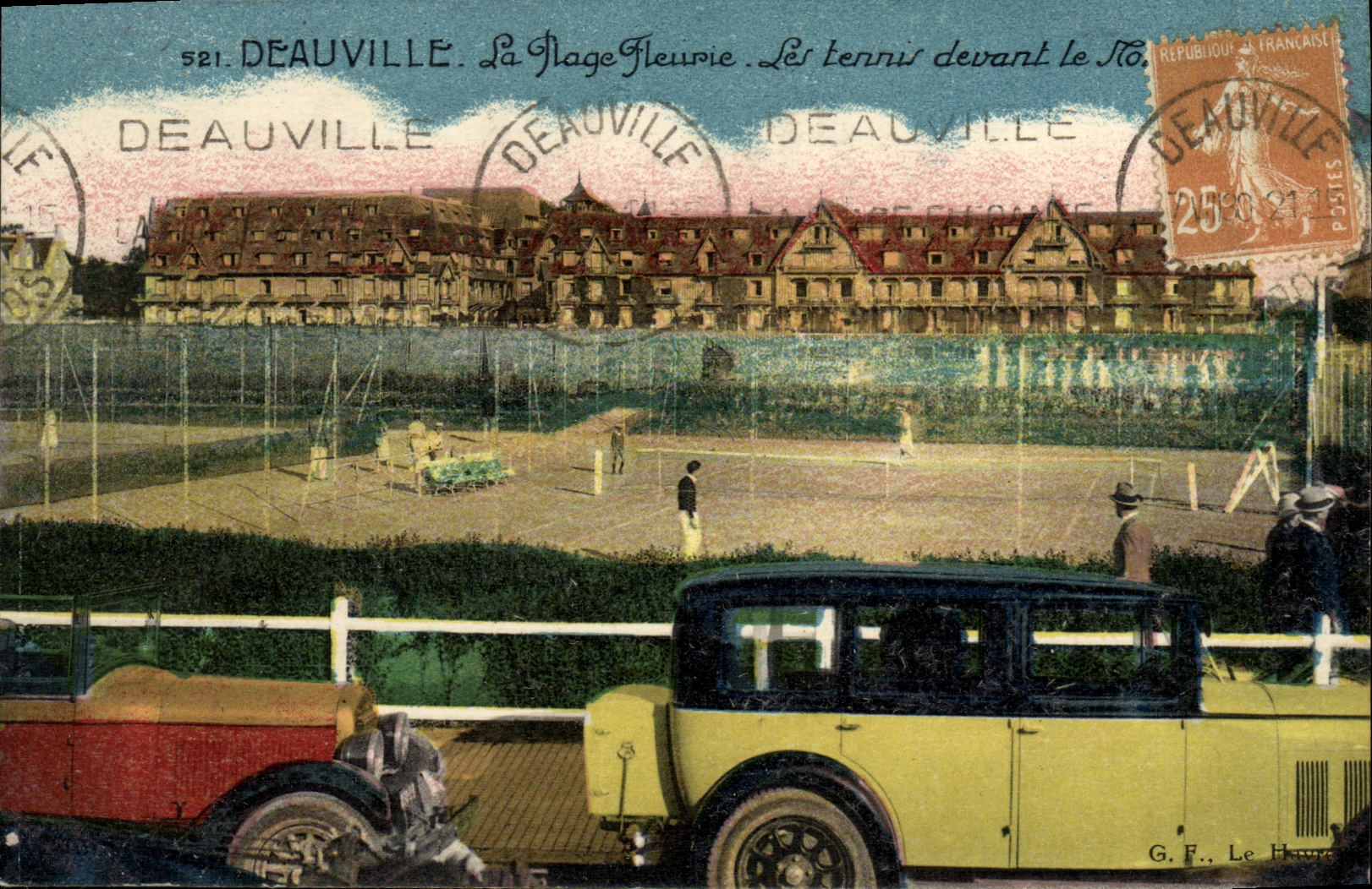 Deauville. La Plage Fleurie. Les tennis devant le No — G. F. Le Hauré