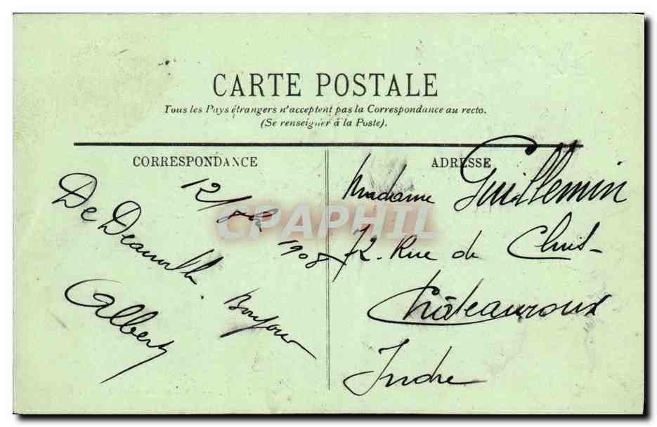 CPA Deauville La Rue du Casino Boucherie parisienne Coiffeur  — Verso