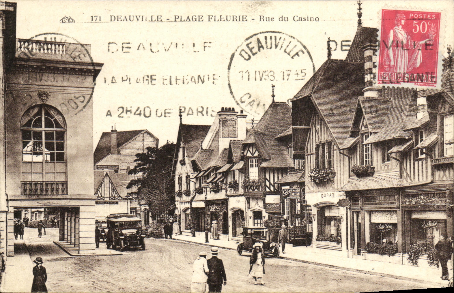 Deauville - Plage Fleurie - Rue du Casino — éditeur A. Robert, n° 171