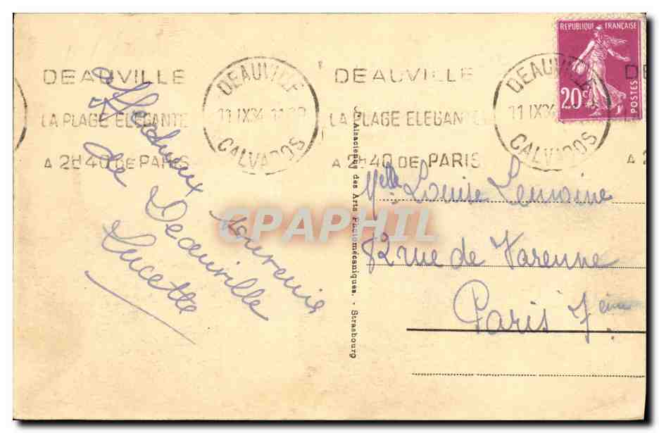 Deauville - Plage Fleurie - Rue Désiré Le Hoc — éditeur 'La Plage Élégante' n°172 — Verso