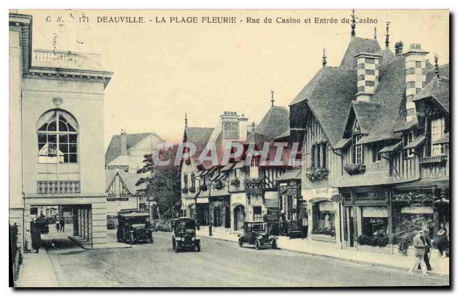 CPA Deauville La Plage Fleurie Rue du Casino et Entree du Casino