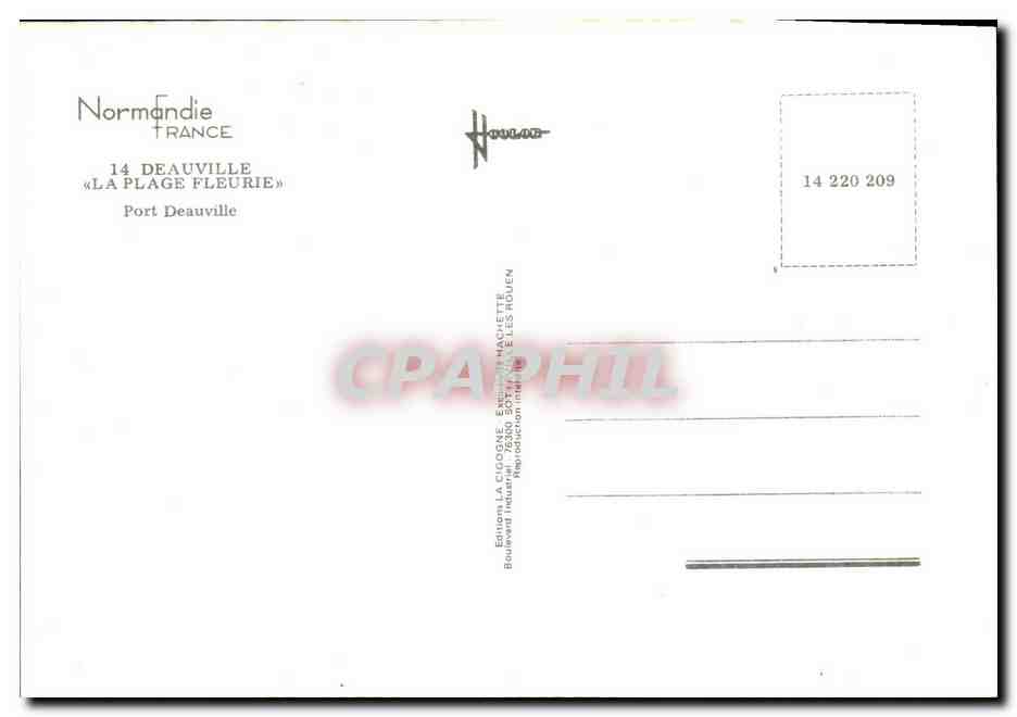 Port Deauville — La Plage Fleurie — Édition La Cigogne — Verso