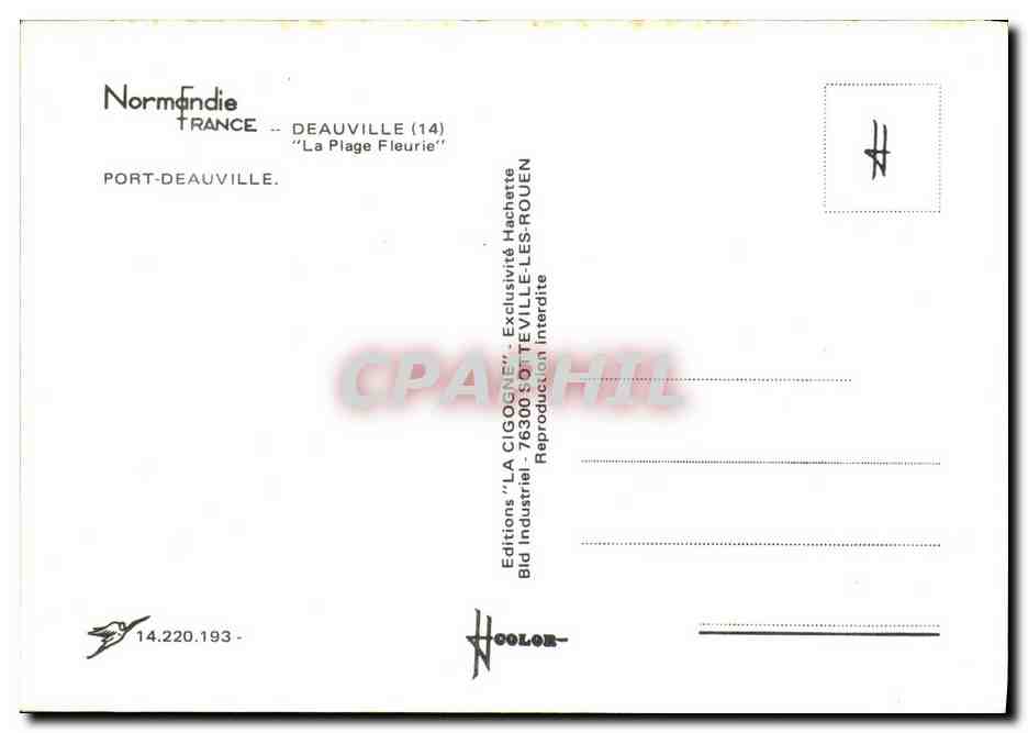 Port-Deauville — La Plage Fleurie — Editions 'LA CIGOGNE' — Verso