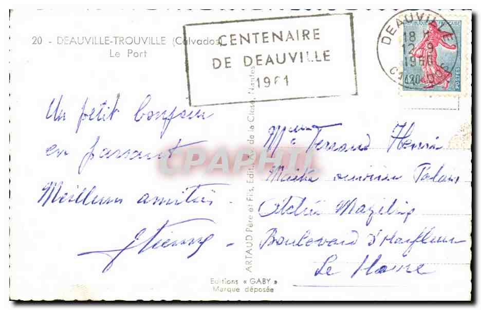 CPM Deauville Trouville Le Port — Rückseite
