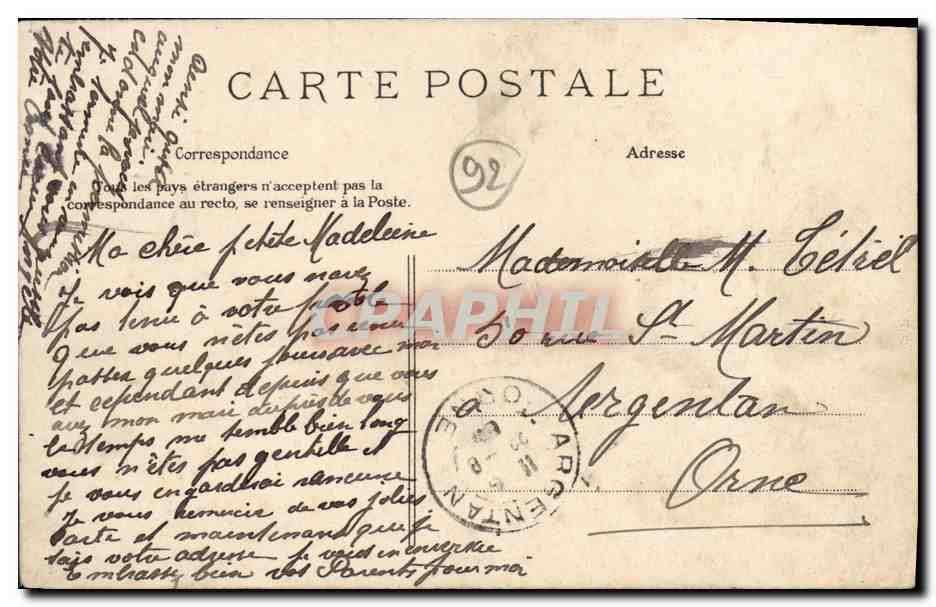 CPA Neuilly sur Seine Monument des Aeronautes Tramway — Rückseite