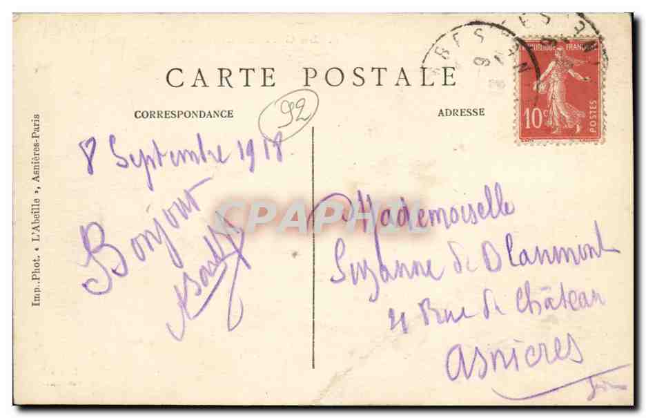 CPA La Garenne Colombes Boulevard National Tramway TOP — Rückseite