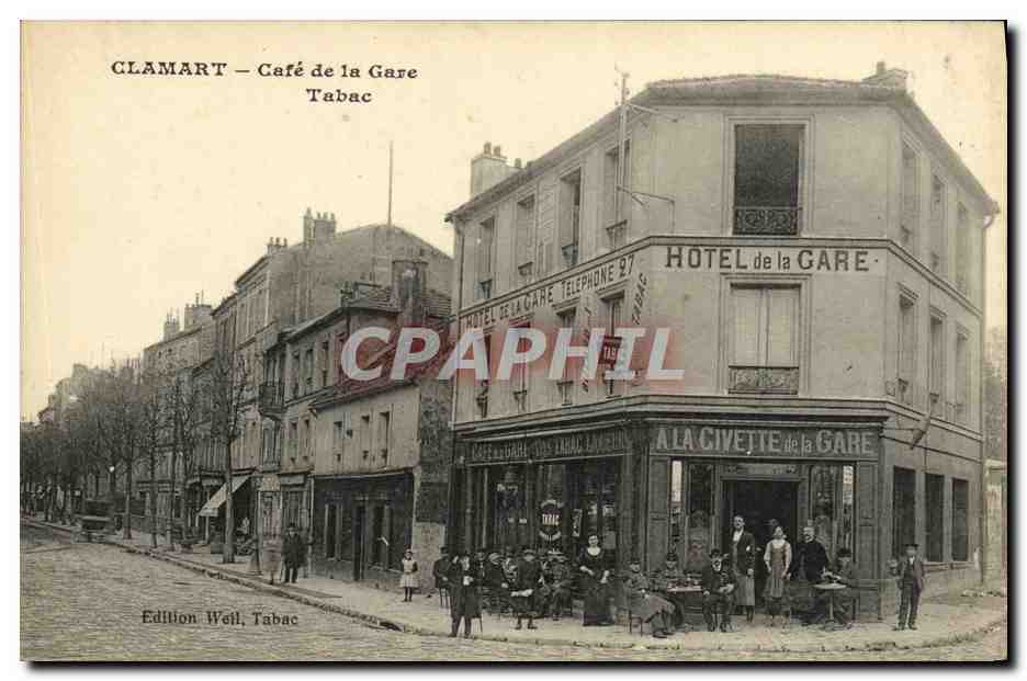 CPA Clamart Cafe de la Gare Tabac TOP