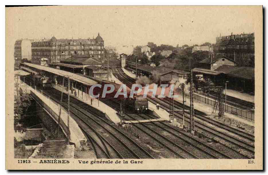 CPA Asnieres Vue generale de la Gare Train