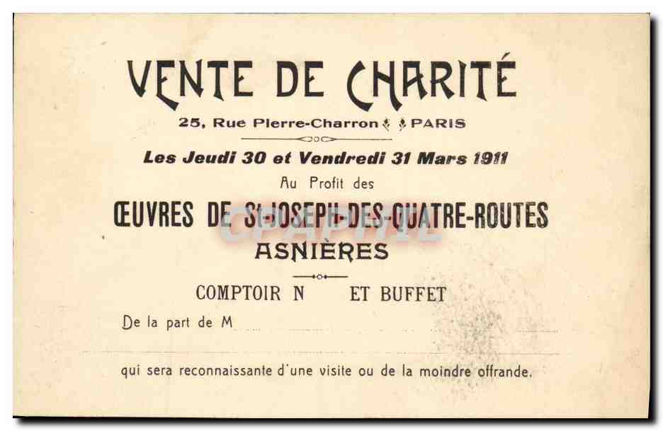 CPA Asnieres La Nouvelle Chapelle de l Oeuvre de Saint Joseph des Quatre Routes — Rückseite