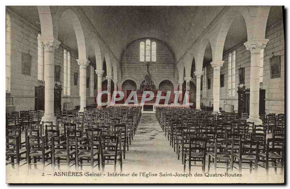 CPA Asnieres Interieur de l Eglise Saint Joseph des Quatre Routes