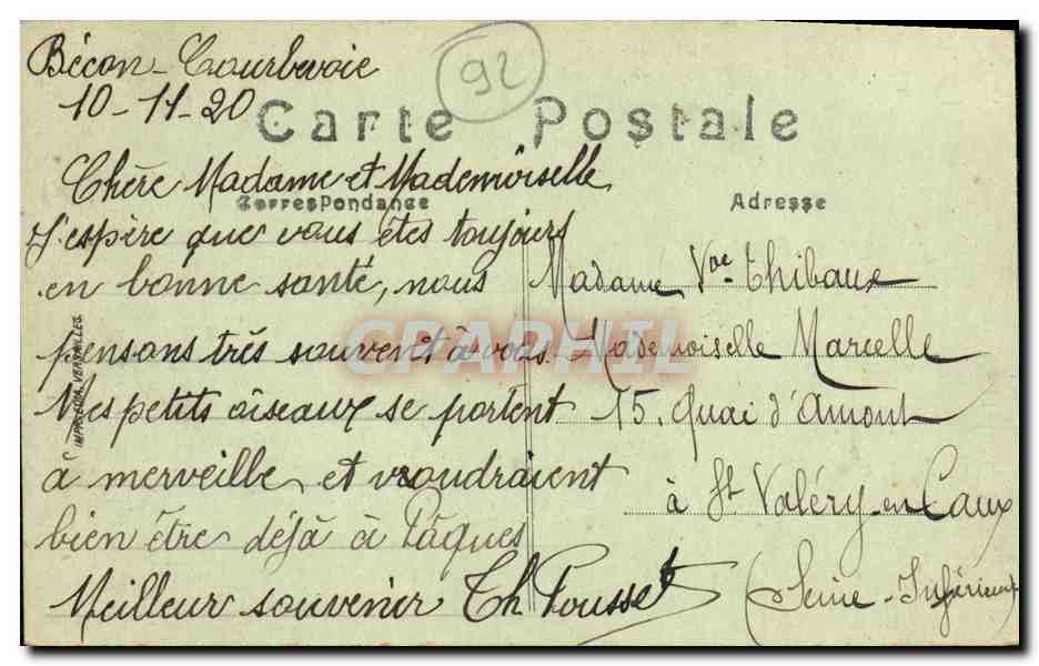 CPA Becon Les Bords de la Seine Zeppelin Dirigeable  — Rückseite