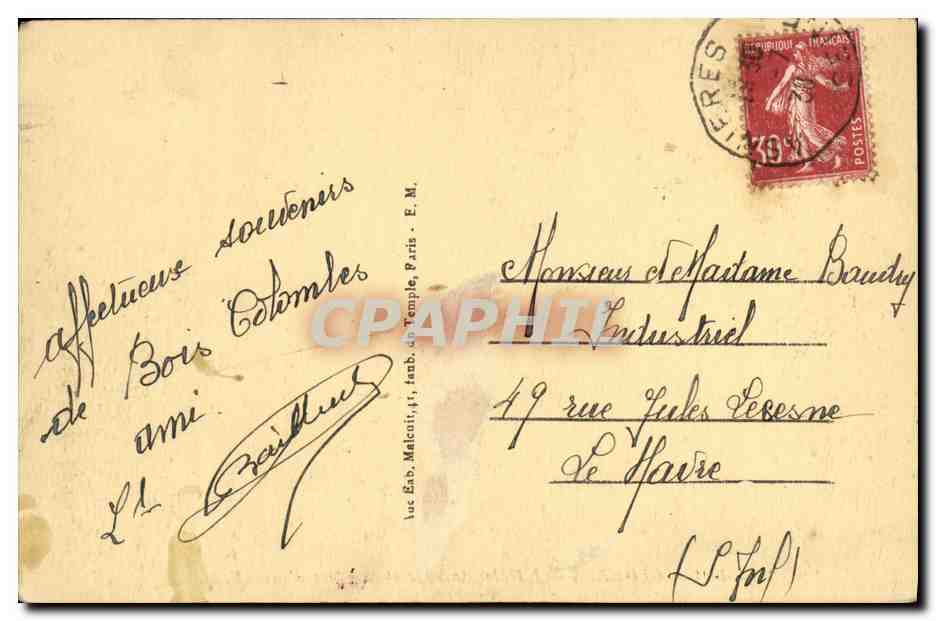 Bois-Colombes — Das Rathaus und das Wasserbecken — E.M. n°2903 — Rückseite