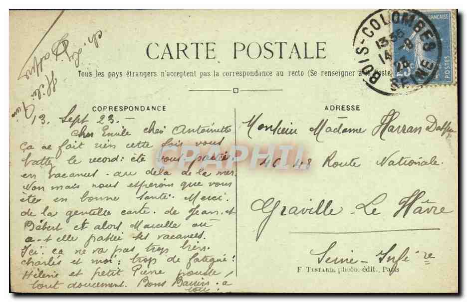 CPA Bois Colombes Monument a la memoire des enfants de la commune morts pour la France Militaria — Rückseite