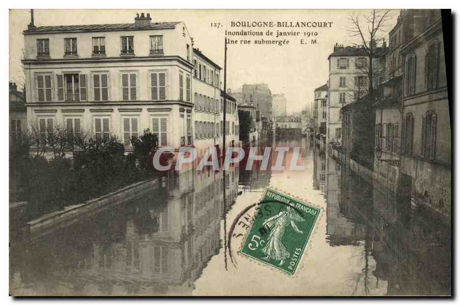 CPA Boulogne Billancourt Inondations Jnvier 1910 Une rue submergee