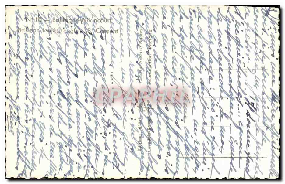 CPM Boulogne Billancourt Bd Jean Jaures angle JB Clement — Rückseite