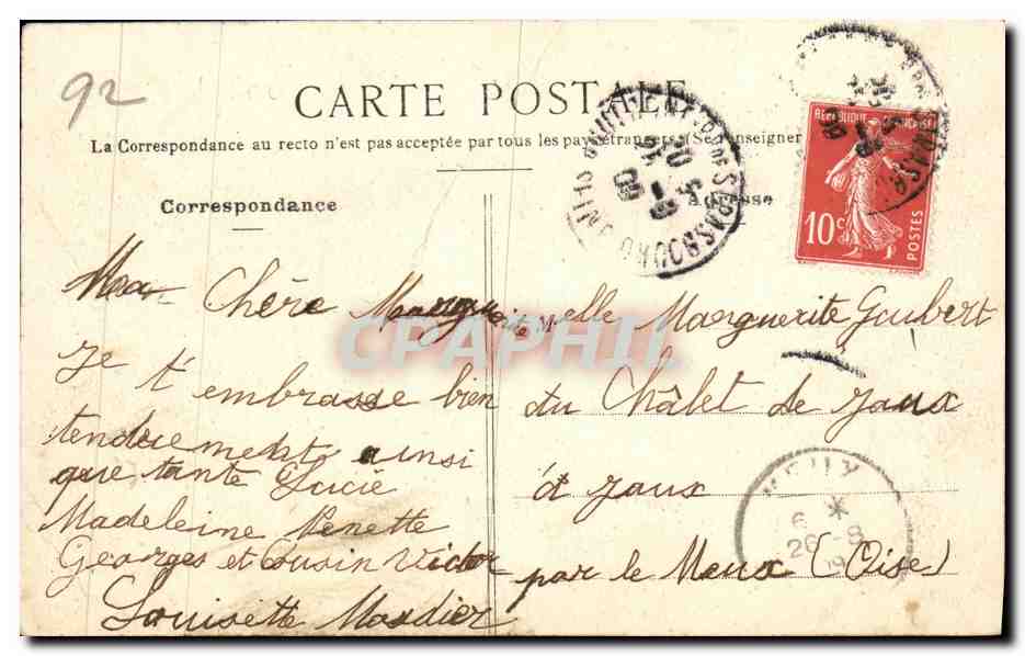 CPA Boulogne sur Seine Serres de la Ville de Paris — Rückseite