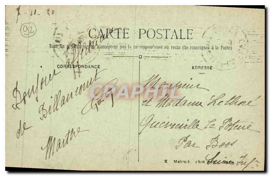 Vue Générale des bords de la Seine — Boulogne, Billancourt, Meudon, Issy-les-Moulineaux — E.M. — Rückseite