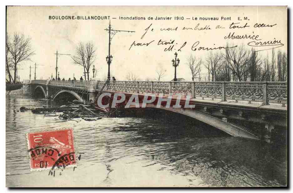 CPA Boulogne Billancourt Inondations de Janvier 1910 Le Nouveau Pont