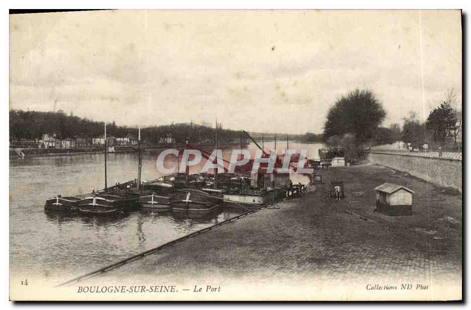 CPA Boulogne sur Seine Le Port Peniches Bateaux 